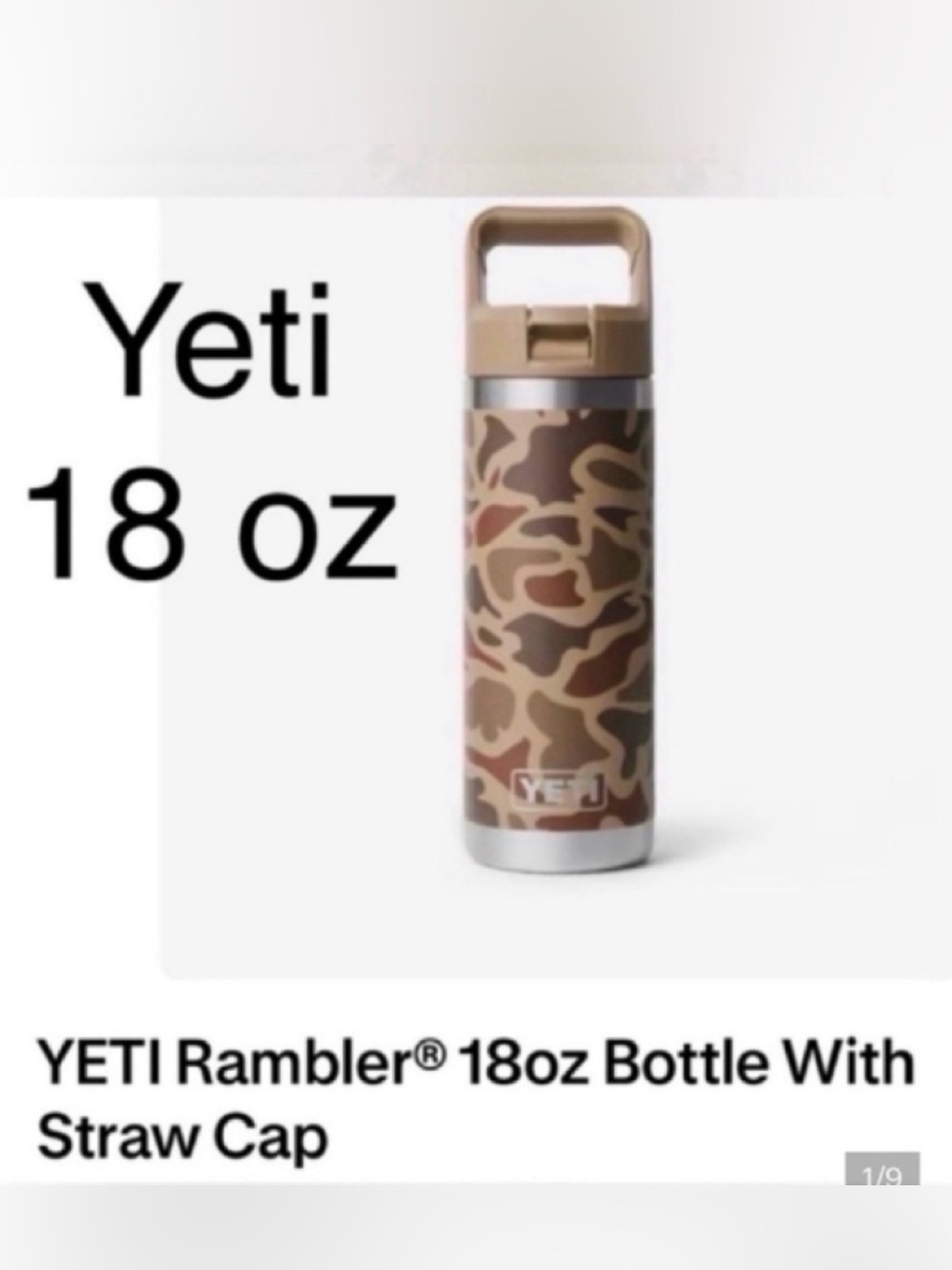 Yeti 18oz Rambler Bottle with Straw Cap - Camo Brown Tan